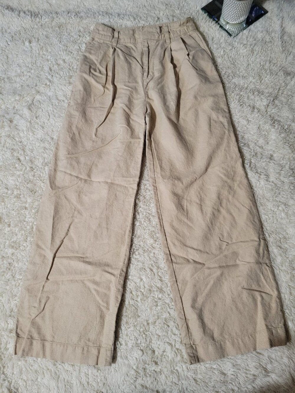 Gap Petite Linen Pleated Trousers in Moonstone (Light Tan)  | 24P